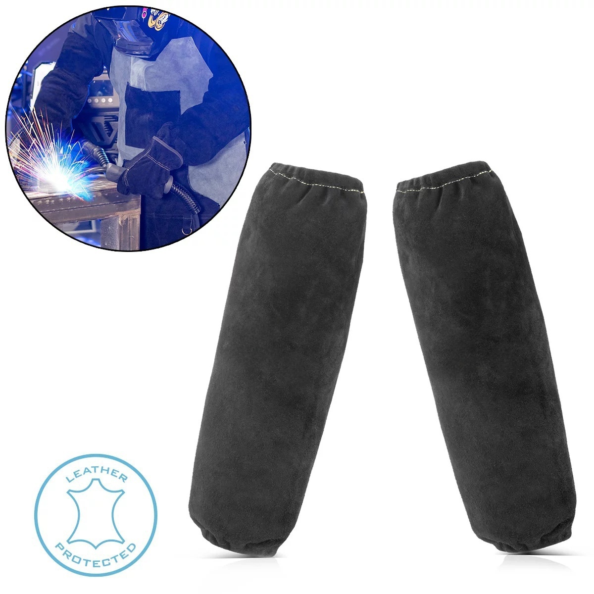 Vicky welding sleeves | welding gauntlets | welding sleeves | welding arm protection | welding protective clothing with elastic waistband made of high-quality split leather