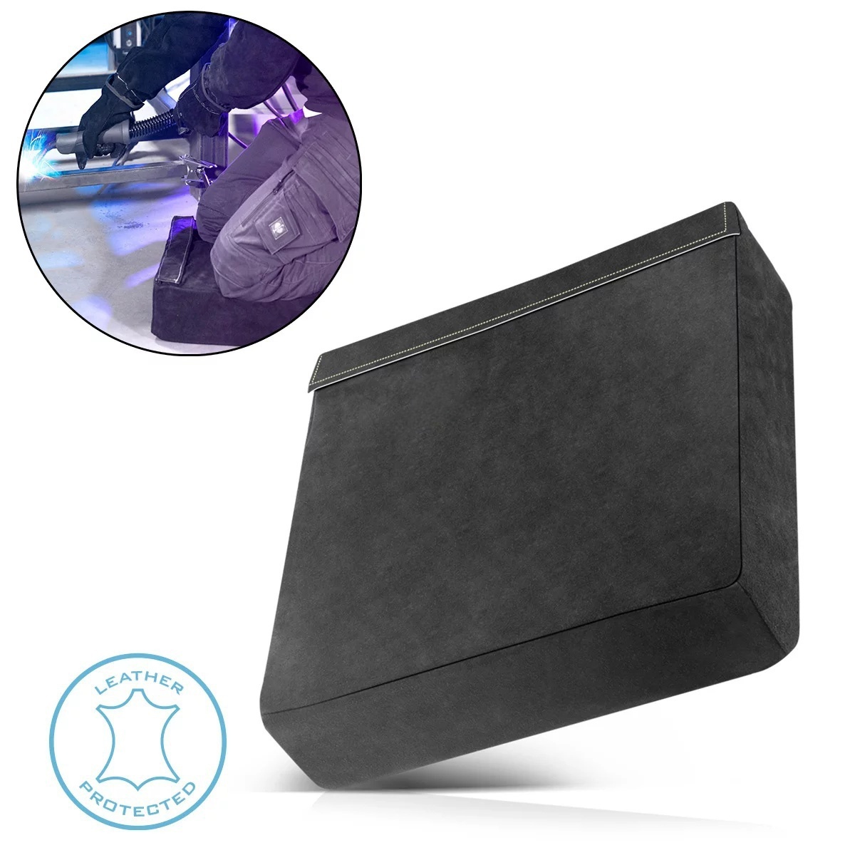 Vicky Welding pad | seat pad | knee pad | knee board | protective pad 40 x 40 x 10 cm fireproof, flame-retardant welding pad made of high-quality split leather for welding and plasma cutting
