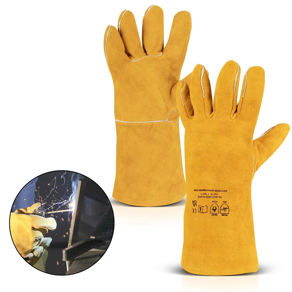 Vicky welder gloves leather gloves work gloves made of heat-resistant and durable genuine leather, high thermal and mechanical load capacity, high quality workmanship