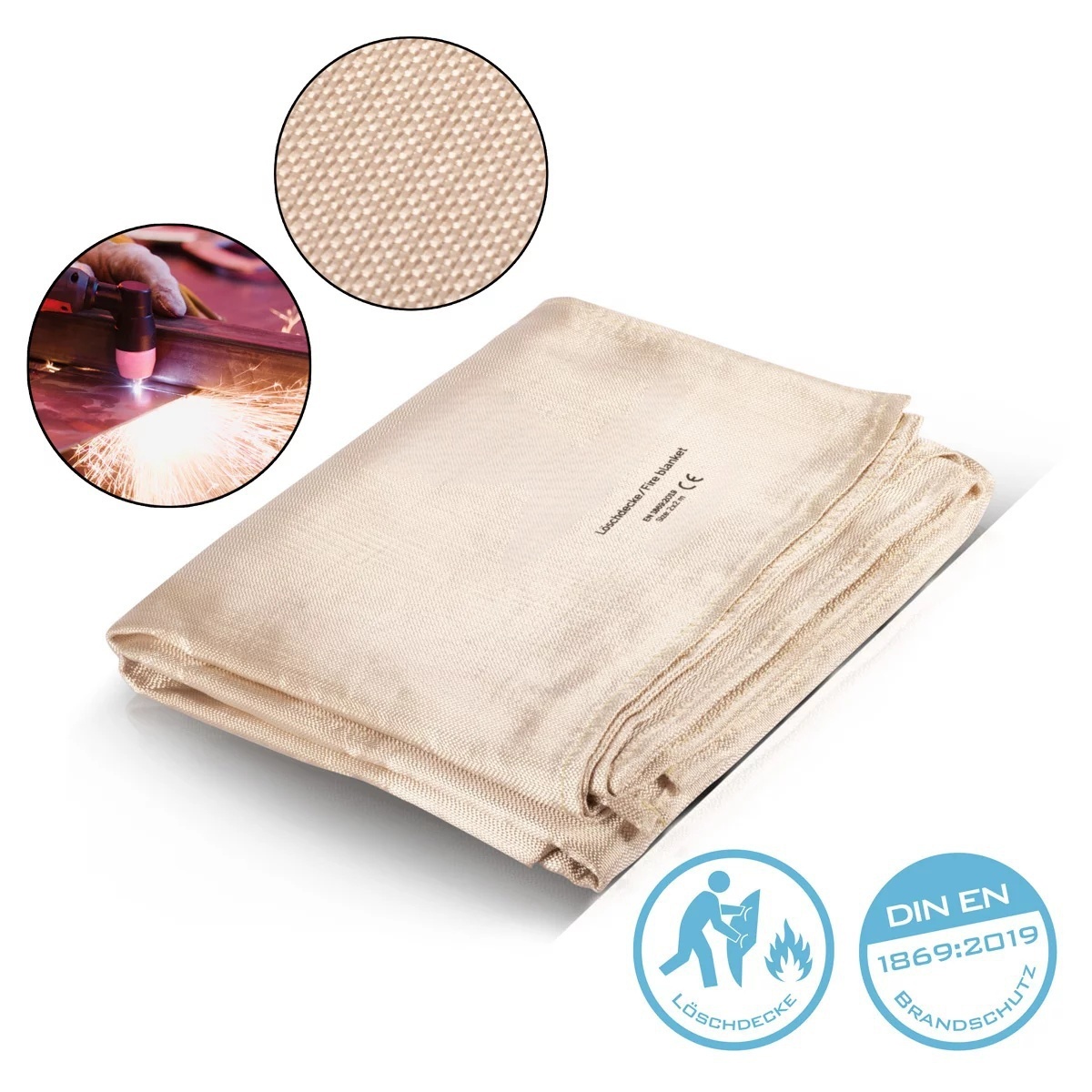 Vicky fire blanket 200 x 200 cm fiberglass DIN EN 1869:2019 Fire blanket | fire protection blanket | fire extinguishing blanket | fire blanket | welding blanket