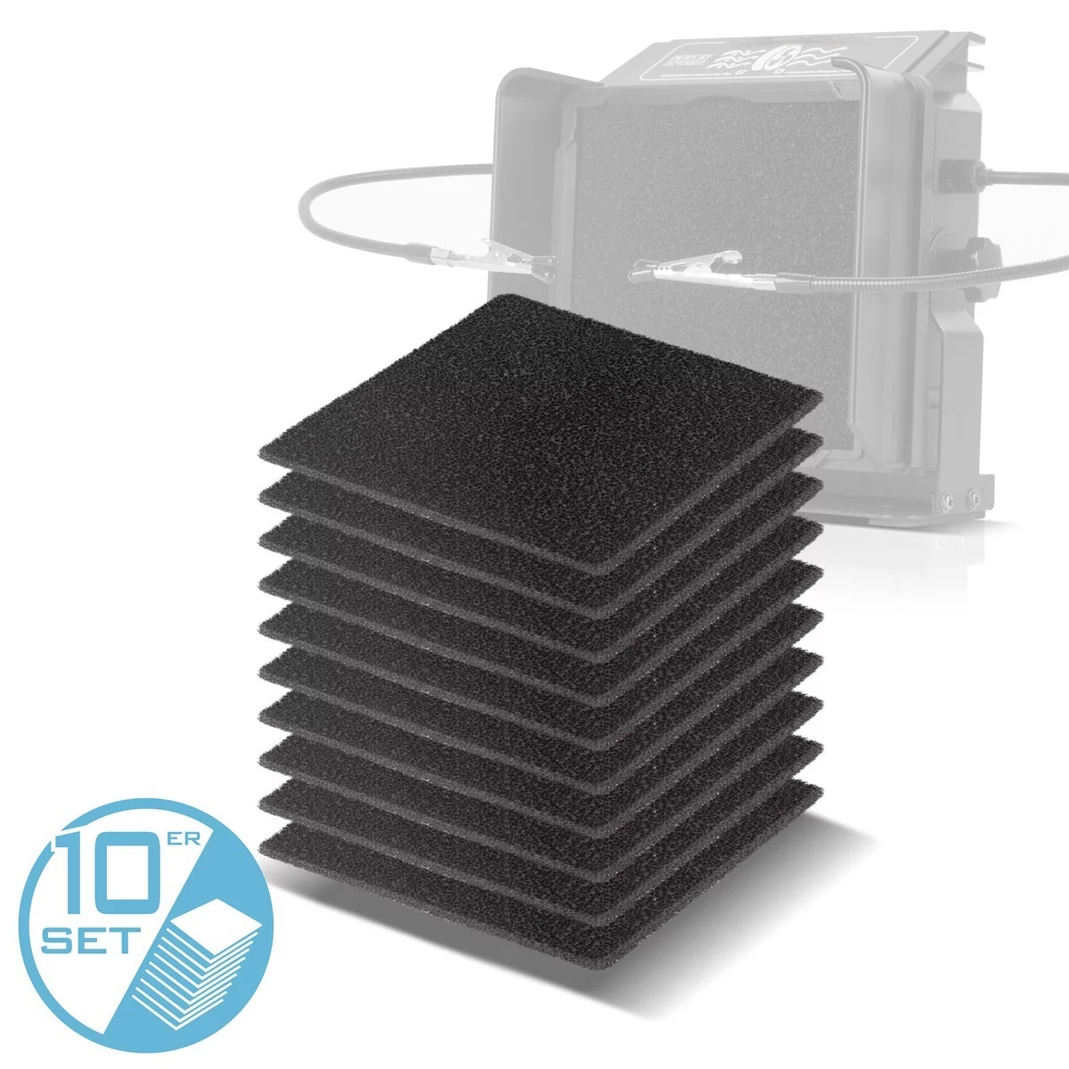 Vicky  Activated charcoal filter front 10-piece set for fume extractor FE-27 ST replacement filter | air filter | particle filter for extraction system | smoke absorber | fume extractor | solder