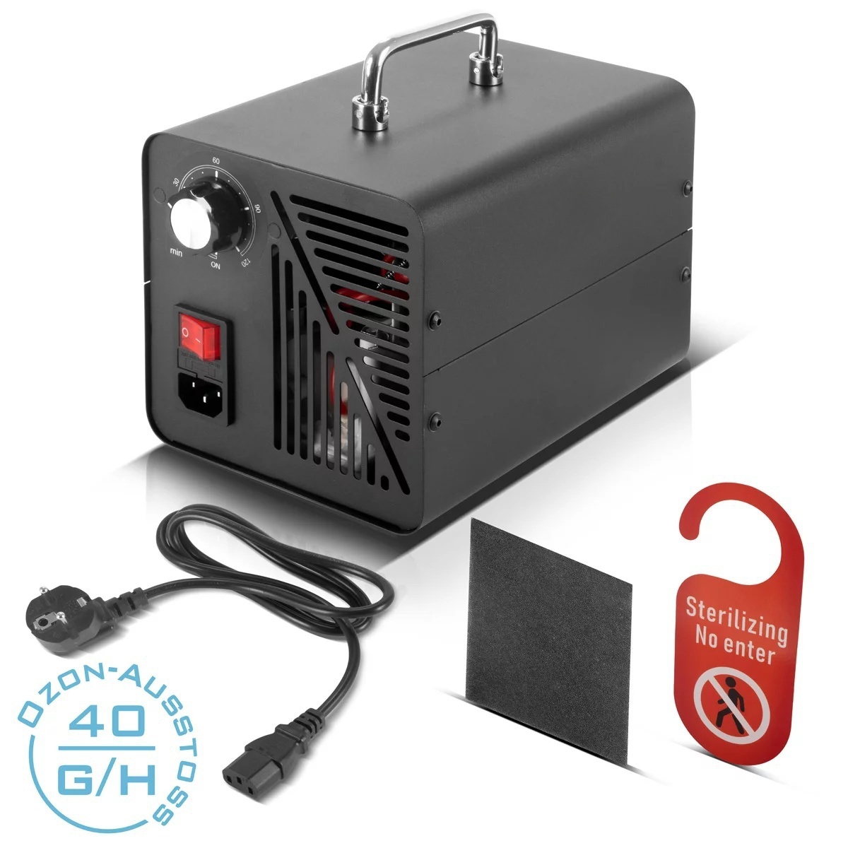 Vicky ozone generator OG-40 ST with 40 g/h, up to 200 sqm, continuous operation and timer function, ozonizer | ozone device | ozone air purifier for neutralizing odours in cars, households