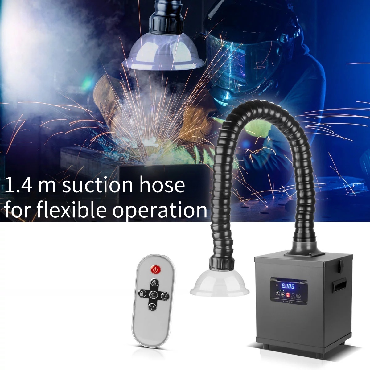 Vicky FE-150 ST fume extraction unit with triple filter and 150 W extraction system | fume absorber | fume extractor | welding fume and soldering extraction unit for filtering and extracting fumes, gases and vapors